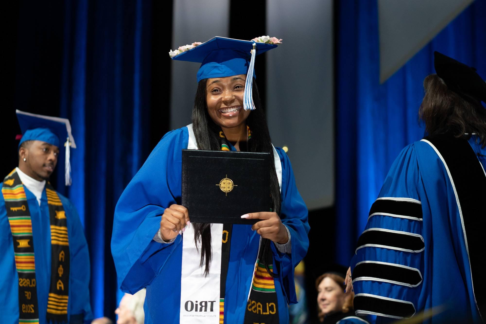 A GVSU student at graduation.